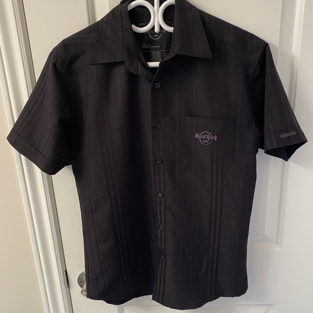Vintage Hard Rock Cafe Chicago Mens Black Button Up Shirt - Size S (Great Cond)